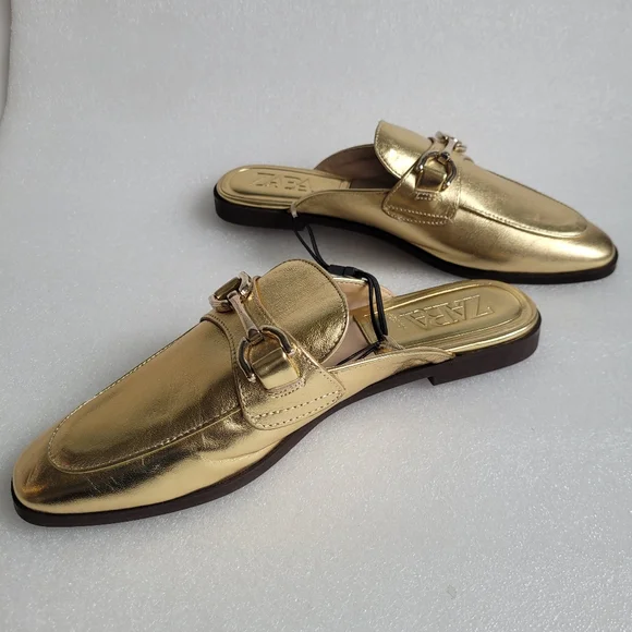 Zara Gold Loafers - Picture 7 of 11
